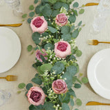 2 Pack Artificial Flower Garlands, 1.8M Pink Purple Peony & Baby's Breath Floral Vine with Eucalyptus Leaves, Hanging Fake Greenery for Wedding Arch, Home Doorway Decor