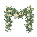 2 Pack Artificial Flower Garlands, 1.8M Pink Purple Peony & Baby's Breath Floral Vine with Eucalyptus Leaves, Hanging Fake Greenery for Wedding Arch, Home Doorway Decor