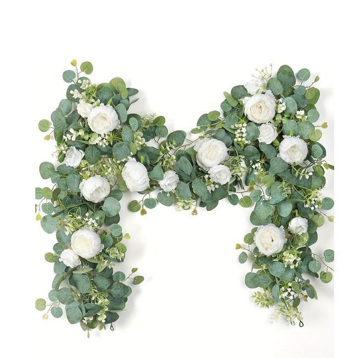 2 Pack Artificial Flower Garlands, 1.8M Pink Purple Peony & Baby's Breath Floral Vine with Eucalyptus Leaves, Hanging Fake Greenery for Wedding Arch, Home Doorway Decor