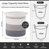 Woven Storage Basket with Handles, Gradient Grey Cotton Rope Laundry Basket, Decorative Organizer Bin for Toys, Pillows, Blankets & Clothes, 45 x 50cm