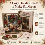 Christmas Snowman 3D Fabric Poke Art Kit, 20 x 20cm No Sew DIY Handcraft Set, Pre-Cut Fabric & Punch Tools Included, Xmas Decor & Gift Making Activity