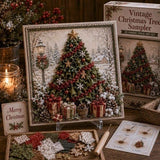 Christmas Tree 3D Fabric Poke Art Kit, 20 x 20cm No Sew DIY Handcraft Set, Pre-Cut Fabric & Punch Tools Included, Xmas Decor & Gift Making Activity