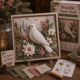Peaceful Dove 3D Fabric Poke Art Kit, 20 x 20cm No Sew DIY Handcraft Set, Pre-Cut Fabric & Punch Tools Included, Xmas Decor & Gift Making Activity