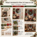 Cardinal 3D Fabric Poke Art Kit, 20 x 20cm No Sew DIY Handcraft Set, Pre-Cut Fabric & Punch Tools Included, Xmas Decor & Gift Making Activity