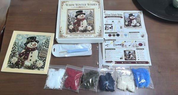 Cardinal 3D Fabric Poke Art Kit, 20 x 20cm No Sew DIY Handcraft Set, Pre-Cut Fabric & Punch Tools Included, Xmas Decor & Gift Making Activity