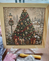 Christmas Tree Gift 3D Fabric Poke Art Kit, 20 x 20cm No Sew DIY Handcraft Set, Pre-Cut Fabric & Punch Tools Included, Xmas Decor & Gift Making Activity