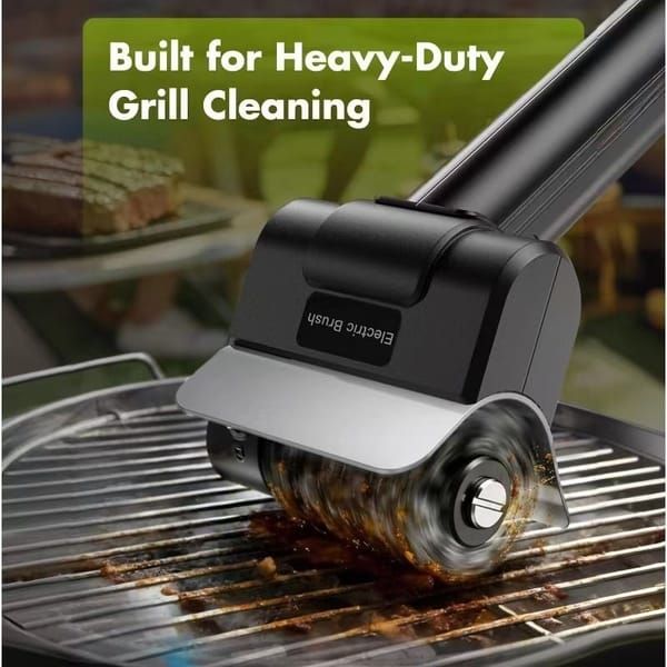 Black Electric Grill Brush, Cordless Rotating BBQ Cleaner with Stainless Steel Bristles, Rechargeable Grill Cleaning Brush for Outdoor Barbecue & Kitchen