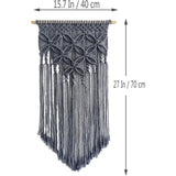 Grey Large Macrame Wall Hanging, Boho Woven Tapestry Wall Art, 40 x 70 cm Bohemian Wall Decor for Living Room & Bedroom