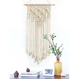 Large White Macrame Wall Hanging, Boho Woven Tapestry Wall Art, 16 x 27.6 Inch Bohemian Wall Decor for Living Room & Bedroom