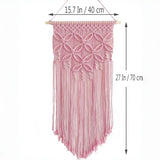 Light Pink Large Macrame Wall Hanging, Boho Woven Tapestry Wall Art, 40 x 70 cm Bohemian Wall Decor for Living Room & Bedroom
