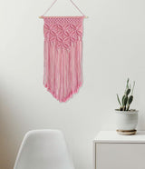 Light Pink Large Macrame Wall Hanging, Boho Woven Tapestry Wall Art, 40 x 70 cm Bohemian Wall Decor for Living Room & Bedroom