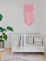 Light Pink Large Macrame Wall Hanging, Boho Woven Tapestry Wall Art, 40 x 70 cm Bohemian Wall Decor for Living Room & Bedroom