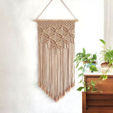 Light Pink Large Macrame Wall Hanging, Boho Woven Tapestry Wall Art, 40 x 70 cm Bohemian Wall Decor for Living Room & Bedroom