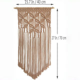 Coffee Large Macrame Wall Hanging, Boho Woven Tapestry Wall Art, 40 x 70 cm Bohemian Wall Decor for Living Room & Bedroom