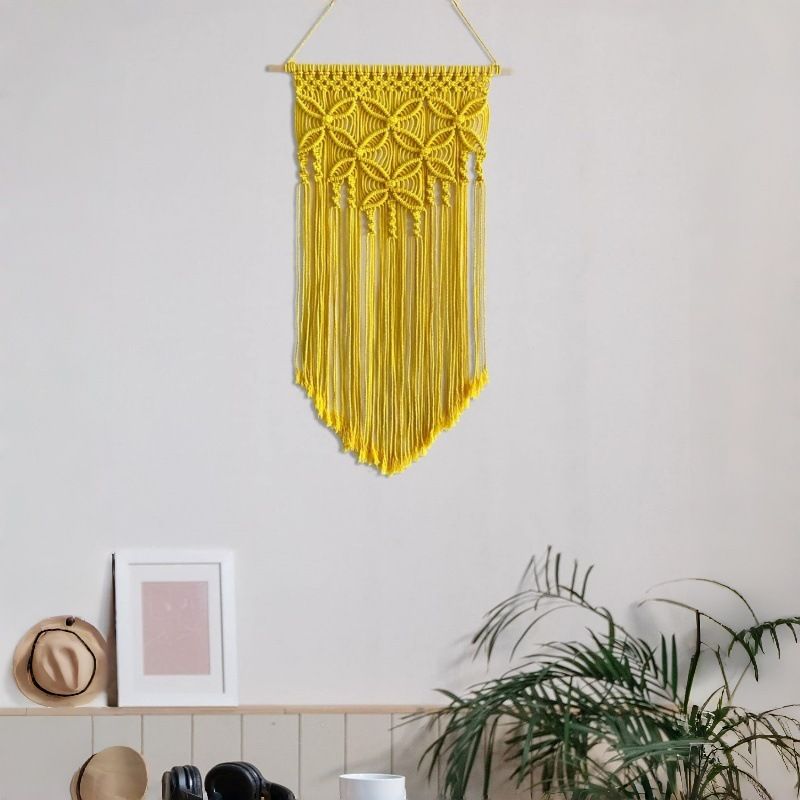 Coffee Large Macrame Wall Hanging, Boho Woven Tapestry Wall Art, 40 x 70 cm Bohemian Wall Decor for Living Room & Bedroom