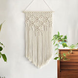 Navy Blue Large Macrame Wall Hanging, Boho Woven Tapestry Wall Art, 40 x 70 cm Bohemian Wall Decor for Living Room & Bedroom