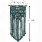 Dark Green Large Macrame Wall Hanging, Boho Woven Tapestry Wall Art, 40 x 70 cm Bohemian Wall Decor for Living Room & Bedroom