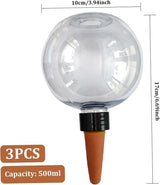 3Pcs Plant Watering Globes, 500ml Self Watering Spikes, Clear Automatic Plant Waterer for Indoor Potted Plants