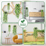 Set of 4 Artificial Hanging Trailing Plants, Fake Eucalyptus, String of Pearls, Boston Fern & Heart Leaf Pothos Vines, Low Maintenance Faux Potted Greenery for Indoor Balcony Wall Home Decor