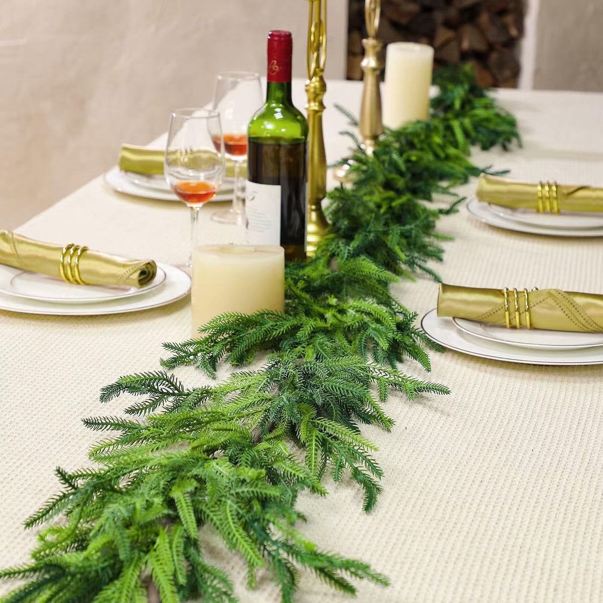 270cm Extra Long Lifelike Real Touch Norfolk Pine Swag Garland, Dense Full Soft Rubber Cypress Pine Vine, Large Neutral Green Christmas Mantel Greenery for Australian Farmhouse Holiday Styling