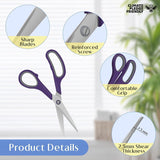 3 Pack Scissors Set, 8.3" Heavy Duty Scissors with 25 mm Thickness Sharp Blades & Ergonomic Soft-Grip Handles, All Purpose Scissors for Office, School, Kitchen, Crafts, Sewing, Right/Left Hand Use