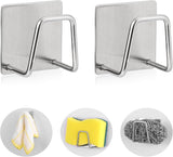 2-Pack Stainless Steel Sponge Holder for Kitchen Sink - Rustproof Brushed SUS304 Sponge Caddy Organizer, Wall/Surface Mount, Drainage Design, Clutter-Free Storage