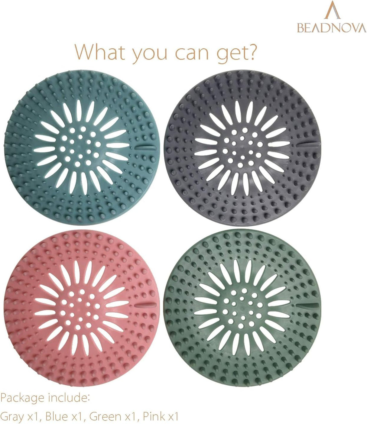 Drain Hair Catcher Cover Silicon Shower Drain Hair Trap Universal Stopper for Shower Bathroom Bathtub Kitchen Tub (Mix Colors, 4 Pack)