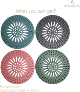 Drain Hair Catcher Cover Silicon Shower Drain Hair Trap Universal Stopper for Shower Bathroom Bathtub Kitchen Tub (Mix Colors, 4 Pack)