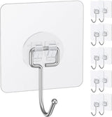 10 Pcs Large Adhesive Hooks for Hanging, 33 lbs (Max) Heavy Duty Wall Hooks, Clear Waterproof Picture Hangers, Self-Adhesive Sticky Hangers for Outdoor Bathroom Kitchen and Office