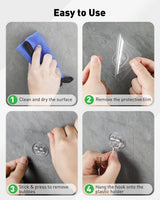 10 Pcs Large Adhesive Hooks for Hanging, 33 lbs (Max) Heavy Duty Wall Hooks, Clear Waterproof Picture Hangers, Self-Adhesive Sticky Hangers for Outdoor Bathroom Kitchen and Office