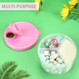 Baby Formula Dispenser On The Go, Non-Spill Rotating Three-Compartment Formula Container to Go, Milk Powder Kids Snack Container for Infant Toddler Travel, Pink