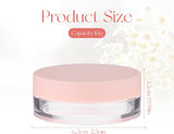 10ml (0.34oz) Loose Powder Containers, No Leak Plastic Empty Reusable Refillable Travel Compact Portable Makeup Powder Case Container with Pink Screw Lid, Elastic Net Sifter Sponge Puff