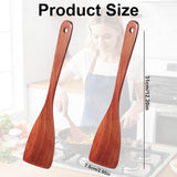 2 Pcs Wooden Spatula for Cooking, 12.2 Inch Long Handle Wood Flat Frying Cooking Spatulas, Wooden Kitchen Spatula Scraper Utensils, Right Hand Woods Turner for Nonstick Pans Cook Frying Baking
