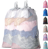 Extra Large Mesh Laundry Bags 2-Pack – Heavy Duty, Machine Washable Laundry Bag with Handles & Shoulder Strap, Odor Resistant, for College Dorm, Travel, Bedding & Clothes Storage, White
