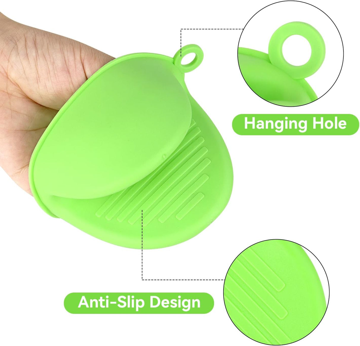 2 Pairs Mini Oven Gloves, Silicone Oven Mitts Heat Resistant, Silicone Potholders Cooking Pinch for Kitchen Cooking & Baking (Red and Green)