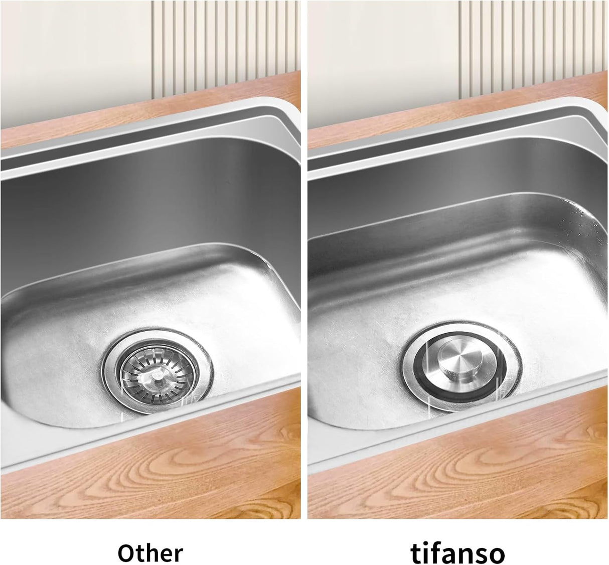 Kitchen Sink Drain Stopper Cover, 2PCS Stainless Steel Garbage Disposal Stopper 3.34 Inch Drain Plug, Fits Standard Kitchen Sink Size of 3-1/2 Inch