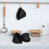 Silicone Oven Mitts Pot Holders Sets for Kitchen Heat Resistant Small Kitchen Mittens Rubber Air Fryer Mitts Mini Pot Pinch Grip for Cooking and Baking 1 Pair (Black)