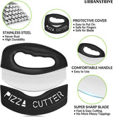 Heavy Duty Stainless Steel Pizza Cutter with Cover, Super Sharp Blade Pizza Knife Pizza Cutter Rocker, Perfect Kitchen Gadgets for Pizza Cutting Home Essentials (Black)