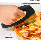 Heavy Duty Stainless Steel Pizza Cutter with Cover, Super Sharp Blade Pizza Knife Pizza Cutter Rocker, Perfect Kitchen Gadgets for Pizza Cutting Home Essentials (Black)
