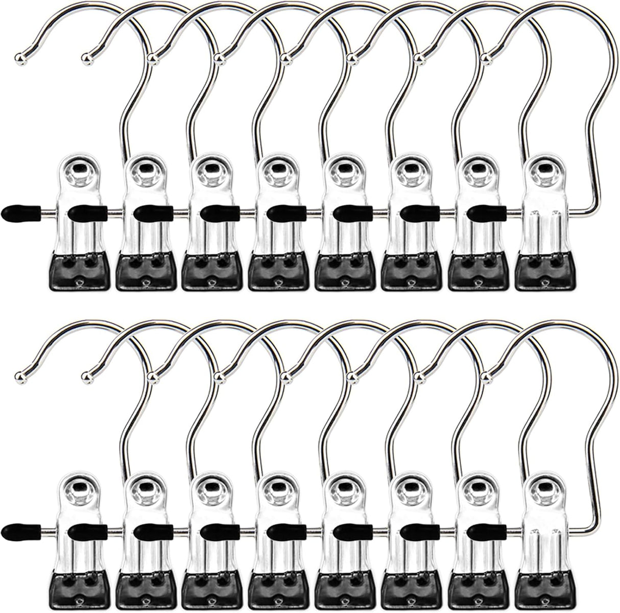 Boot Hangers Clips, 16 Pack Laundry Hooks Hanging Clips Clothes Pins Closet Hanger Organizer Clamps Socks Towel Clips Heavy Duty Clothespins Bulk Hanger Clips for Closet Travel Pants Socks Handbags