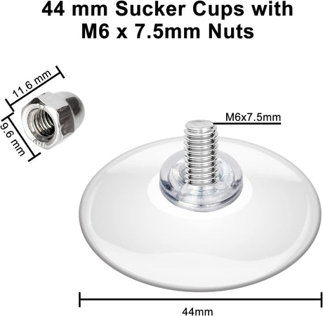Storage Hook - 12 Pack Suction Cups with Screws, Extra Strong Adhesive, Rust Resistant, for Glass, Wall, Door, Bathroom, Kitchen, Outdoor, 1.7" Diameter, 5 lbs Weight Capacity