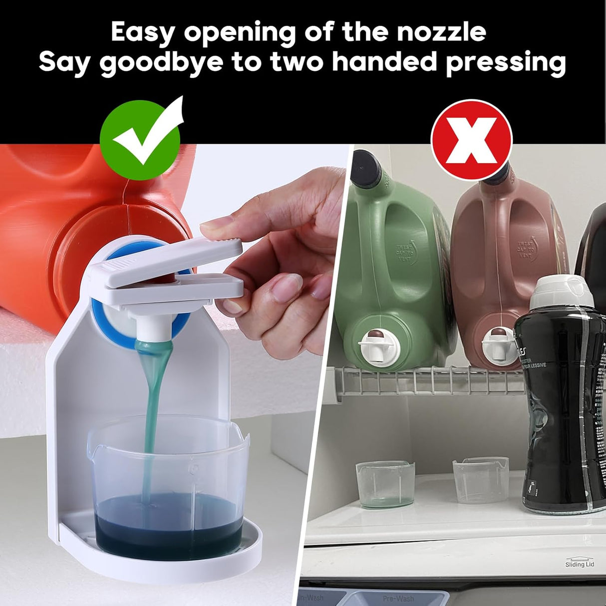 2 Pack Laundry Detergent Dispenser Cup Holder, Nozzle butt upgrade，Easily No More runny or Messy Laundry Detergent, Laundry Cup Holder and drip Tray Room Organizati and Storage