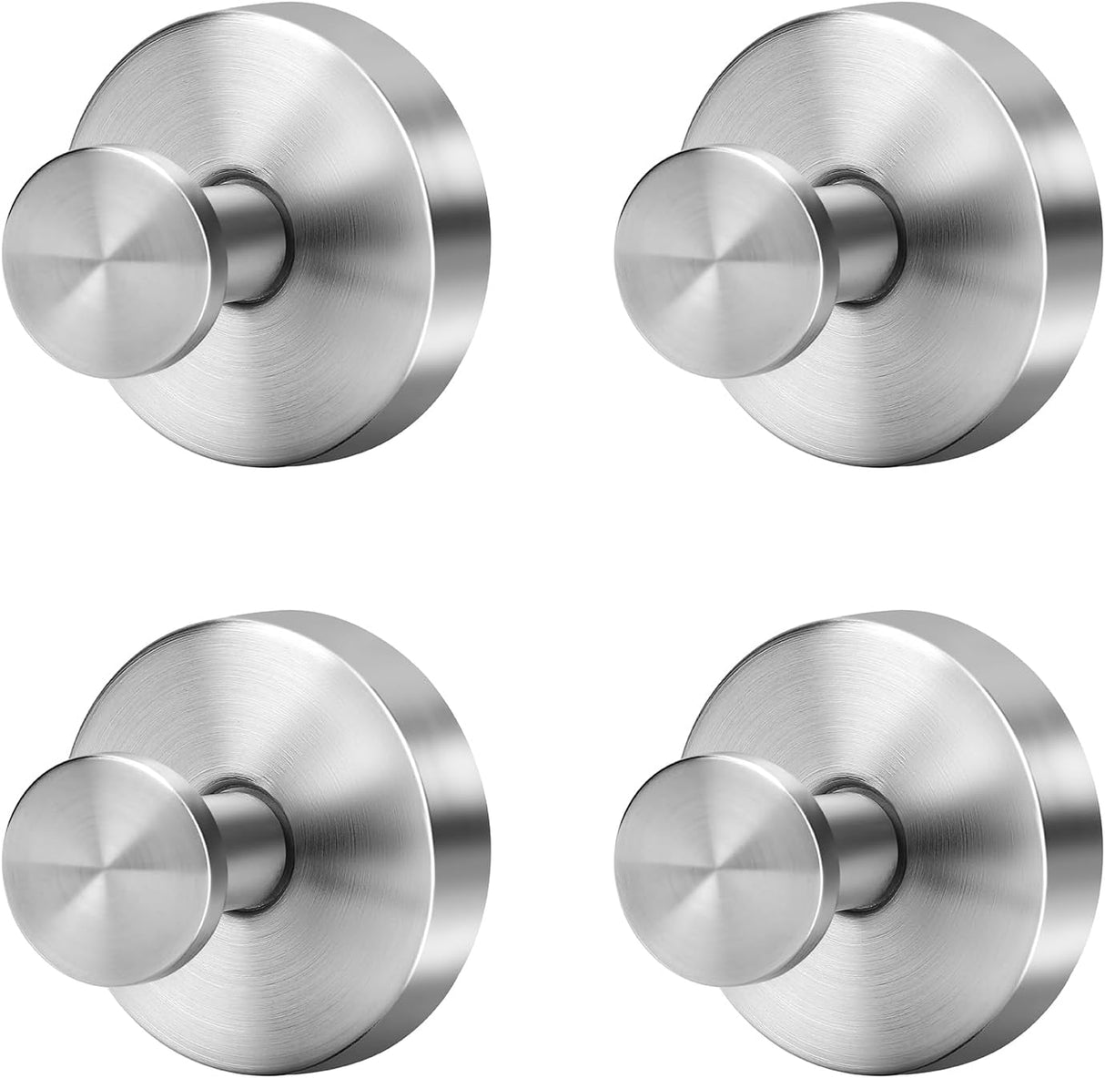 Silver Sucti Cup Hooks for Shower Waterproof - No Drill Stainless Steel Towel Hooks for Bathroom Wall, Kitchen, Glass, Mirror, Tile - Ideal for Hanging Towels, Robes, and Loofahs(4 pcs)