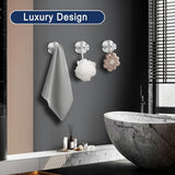 Silver Sucti Cup Hooks for Shower Waterproof - No Drill Stainless Steel Towel Hooks for Bathroom Wall, Kitchen, Glass, Mirror, Tile - Ideal for Hanging Towels, Robes, and Loofahs(4 pcs)