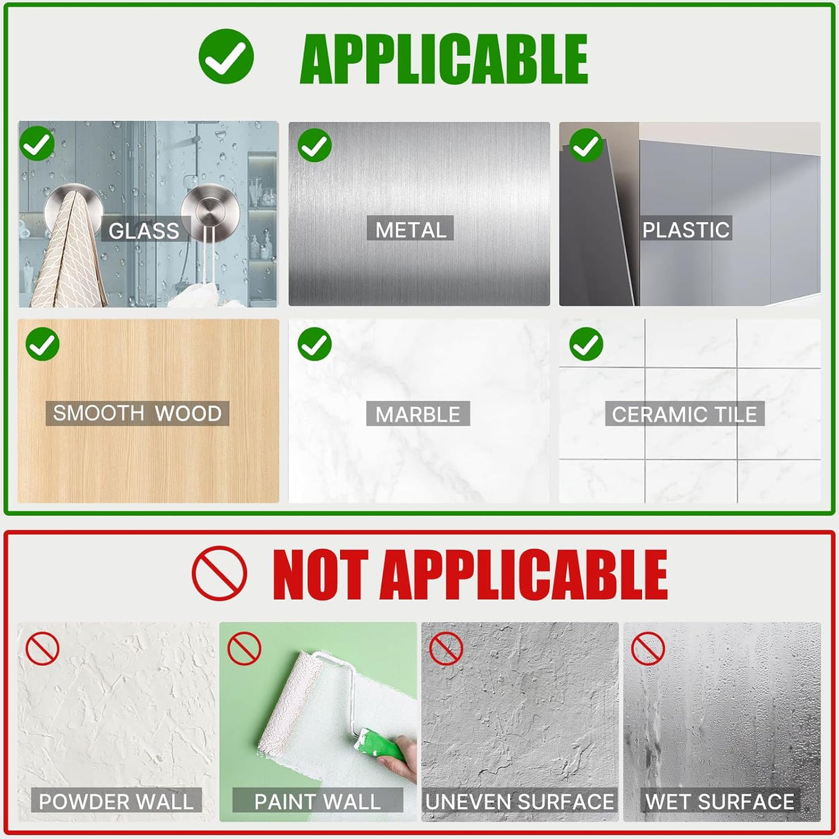 Silver Sucti Cup Hooks for Shower Waterproof - No Drill Stainless Steel Towel Hooks for Bathroom Wall, Kitchen, Glass, Mirror, Tile - Ideal for Hanging Towels, Robes, and Loofahs(4 pcs)