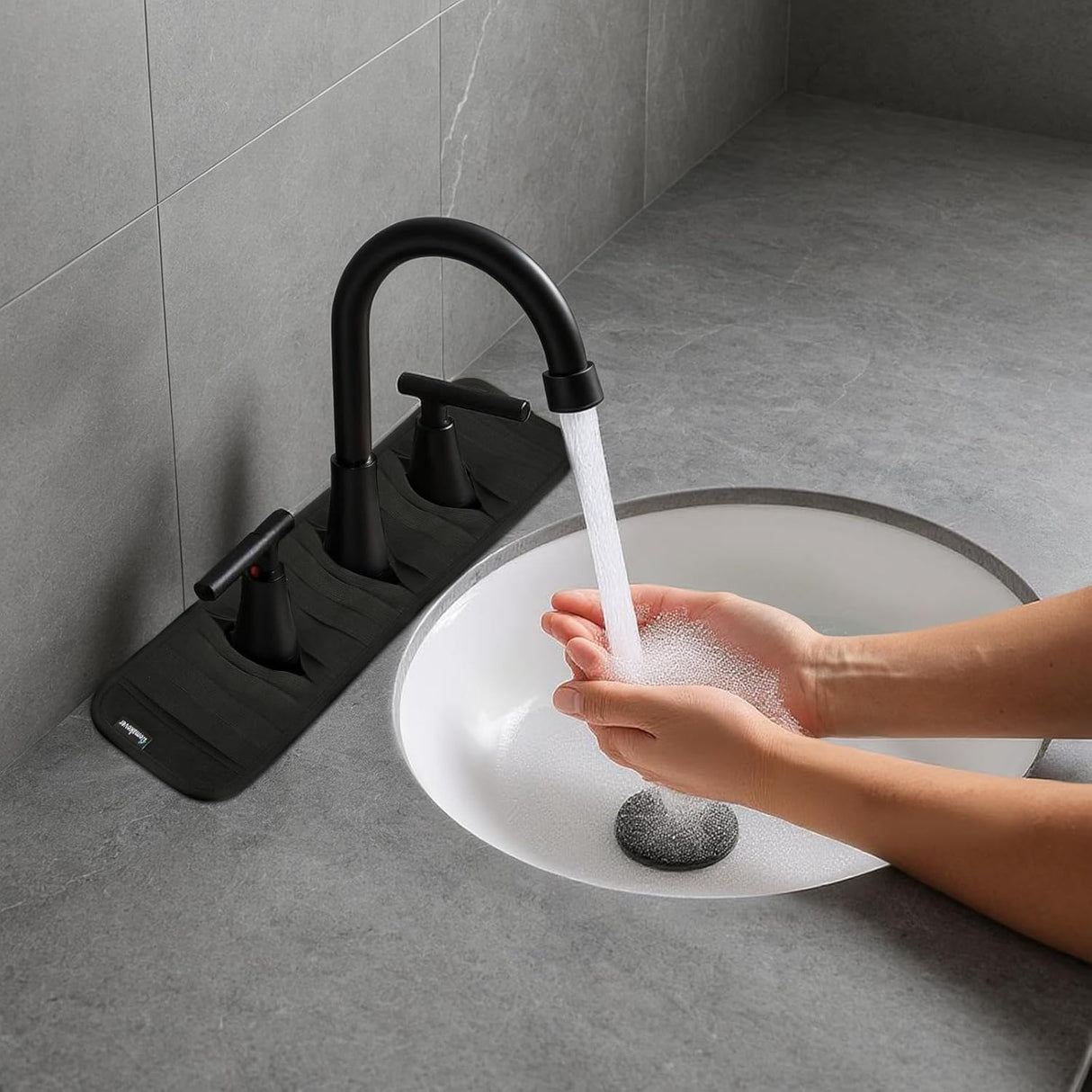 Faucet Mat for Bathroom Sink - Easy to Clean, Anti-Slip Splash Guard with Fast Drying Properties - Protective Sink Tray Ideal for Stone Sinks in Bathroom & Kitchen