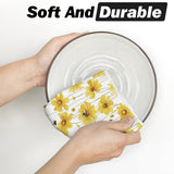 Yellow Flowers Bee Hello Sunshine Spring Kitchen Towels Dish Towels, 18x26 Inch Summer Holiday Decoration Hand Towels Set of 2