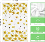 Yellow Flowers Bee Hello Sunshine Spring Kitchen Towels Dish Towels, 18x26 Inch Summer Holiday Decoration Hand Towels Set of 2