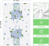 Hydrangea Vase Butterfly Spring Kitchen Towels Dish Towels, 18x26 Inch Summer Flowers Holiday Decoration Hand Towels Set of 2