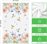Anemone Flower Hummingbird Kitchen Towels Dish Towels, 18x26 Inch Seasonal Spring Summer Wild Floral Holiday Decoration Hand Towels Set of 2